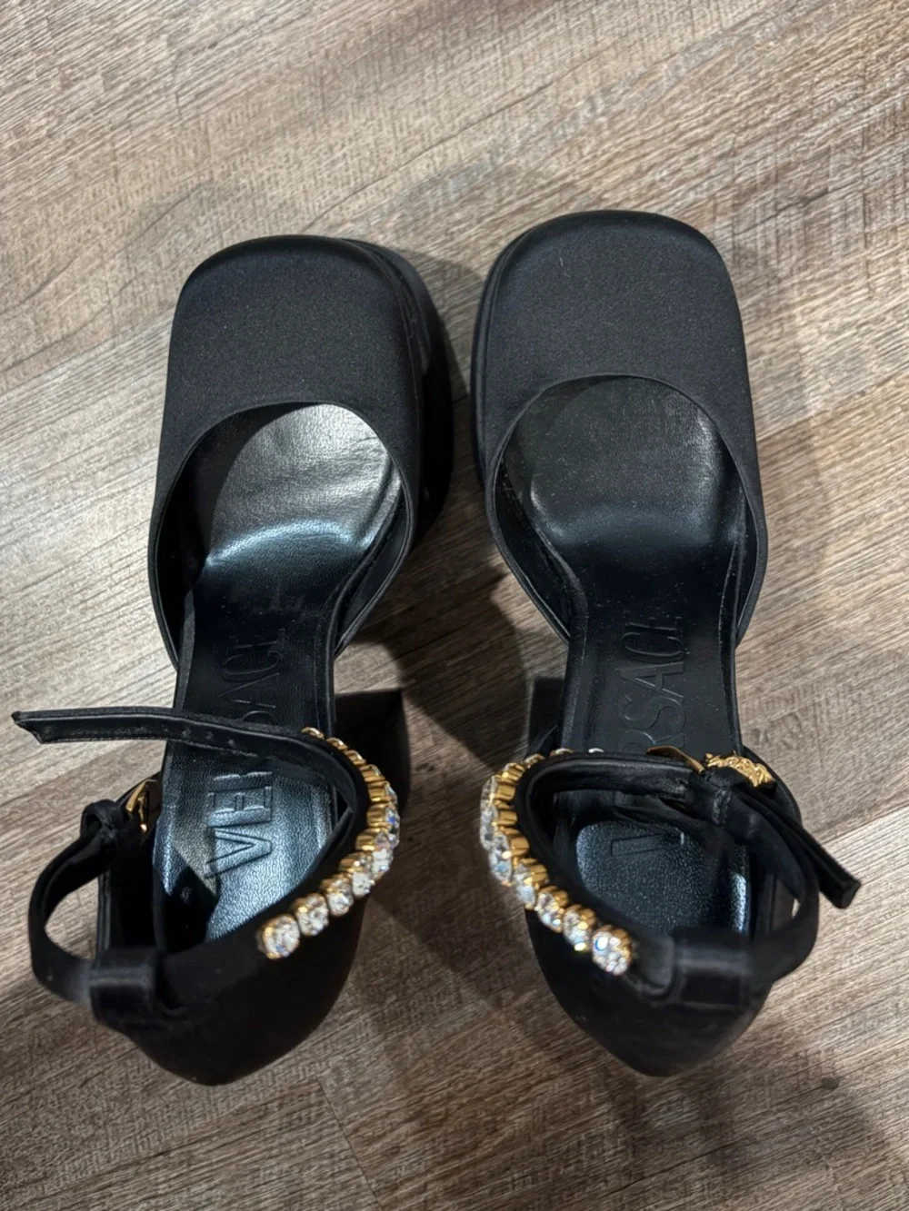 COPY Versace Aevitas Satin Platform Pumps Ankle Strap Medusa Charm 39 - Picture 4 of 7